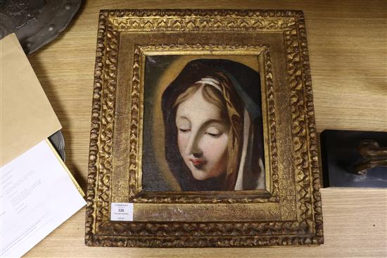 19th century Italian School, oil on canvas, fragment head study of the Virgin, 10.5 x 9in.